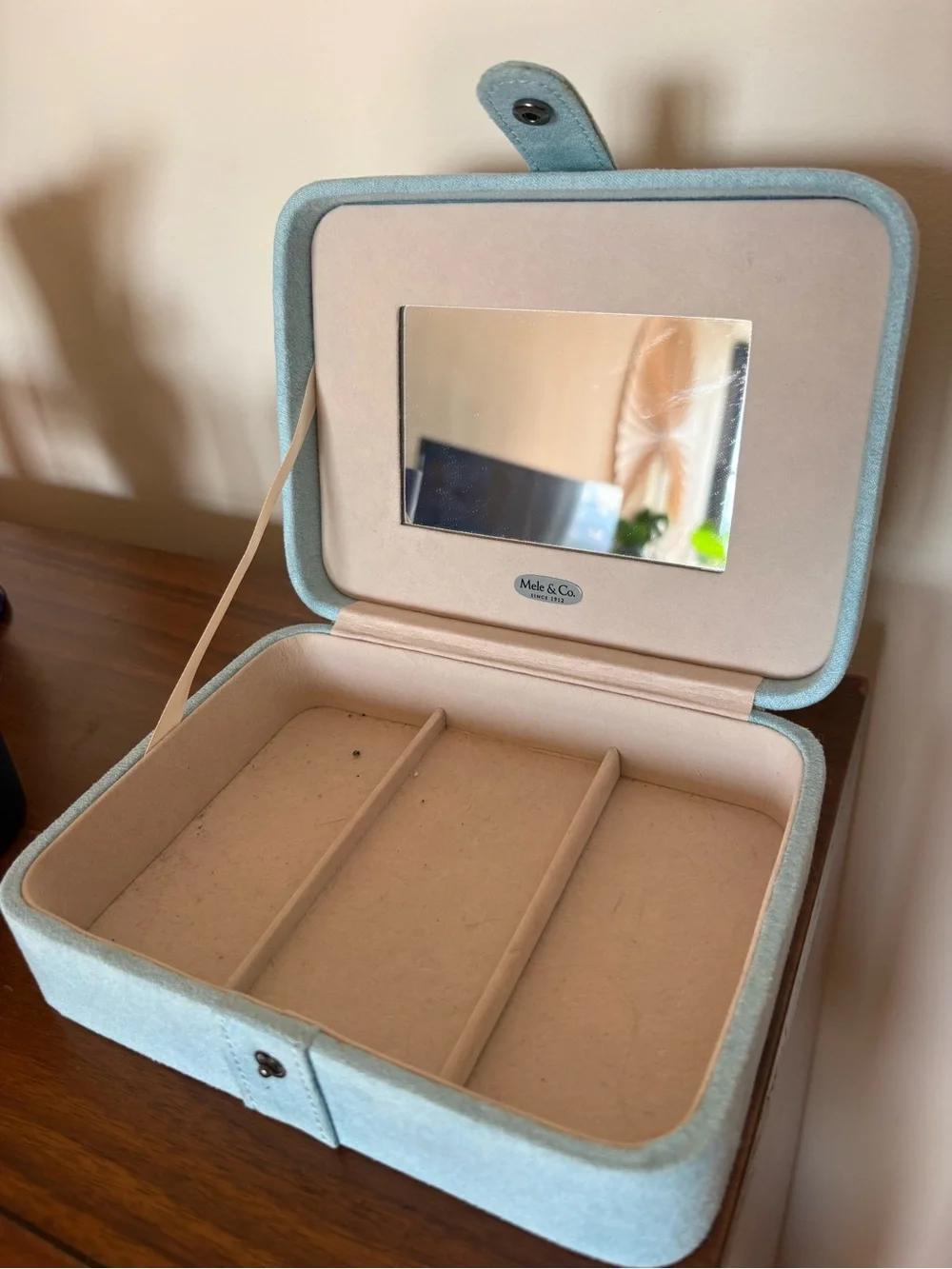 Mele & Co. Giana Light Blue Suede Jewelry Box
